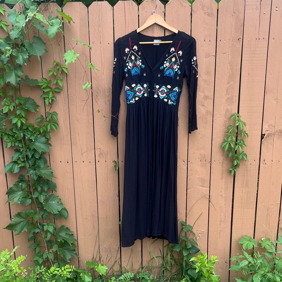 ASOS Black Dress with Colorful Embroidery - Picture 2 of 9